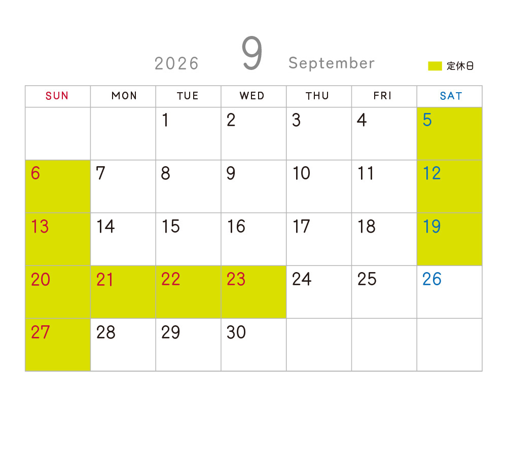 9月カレンダー